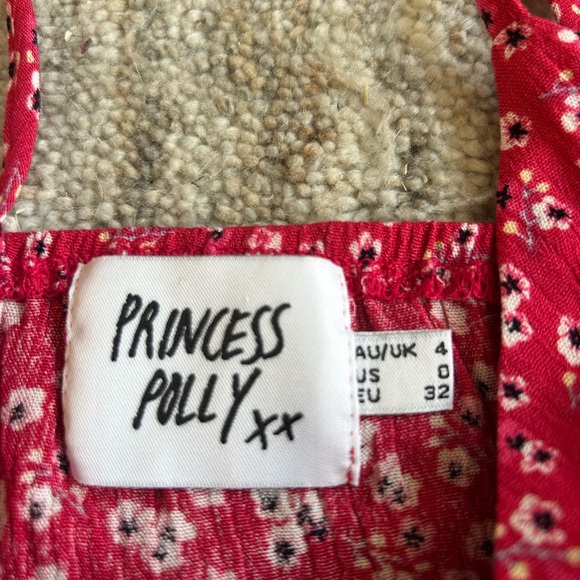Princess Polly Red Pink Floral Ruffled Two Piece Summer Vacation Set Size 0 - Picture 4 of 5